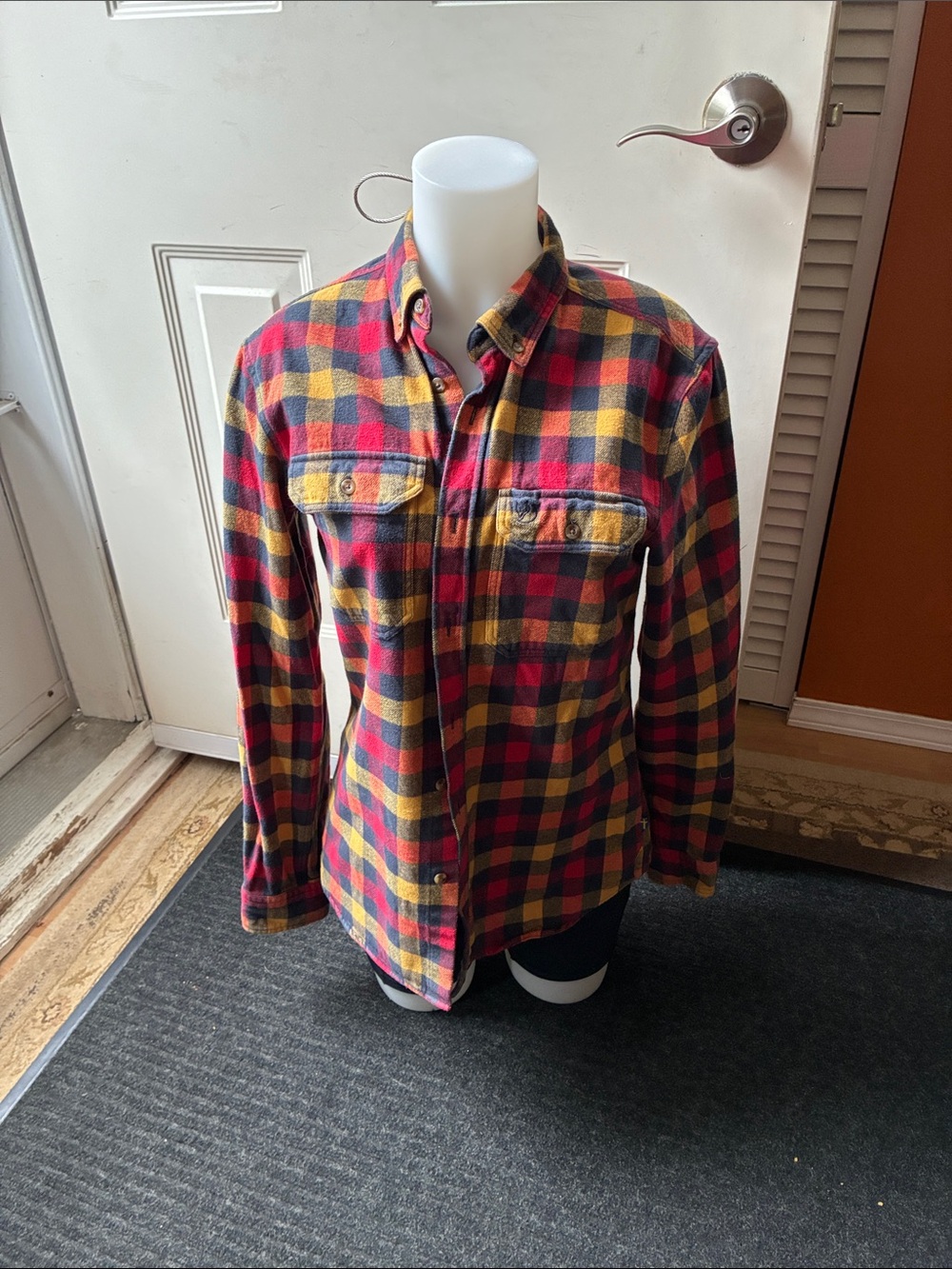 Fjallraven Red and Yellow Plaid Button-Down Shirt